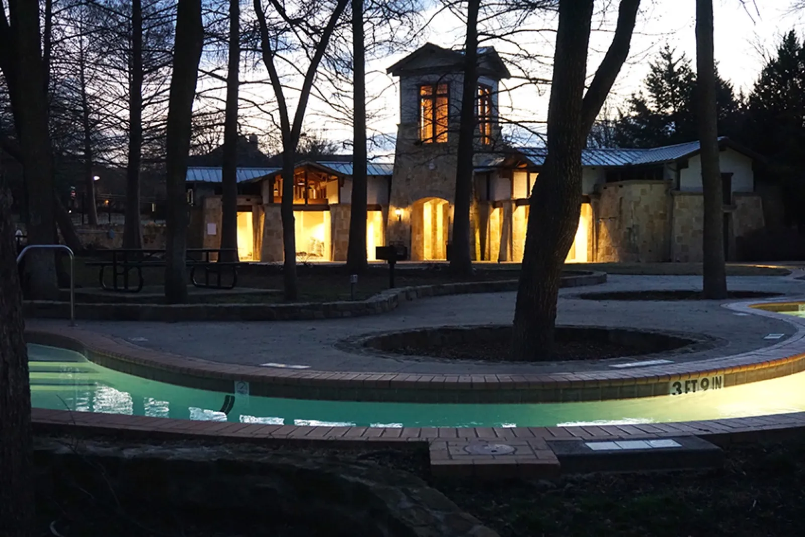 LED lighting on a community center building in McKinney, Texas